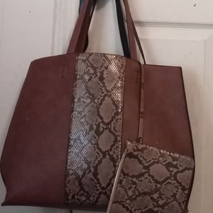Snake print tote